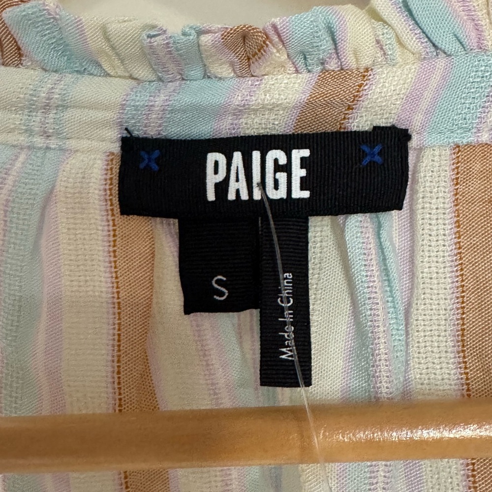 PAIGE Erenne Afternoon Glow Multi Pastel Stripe Blouse - Picture 2 of 7